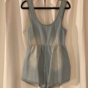 Zip back denim romper